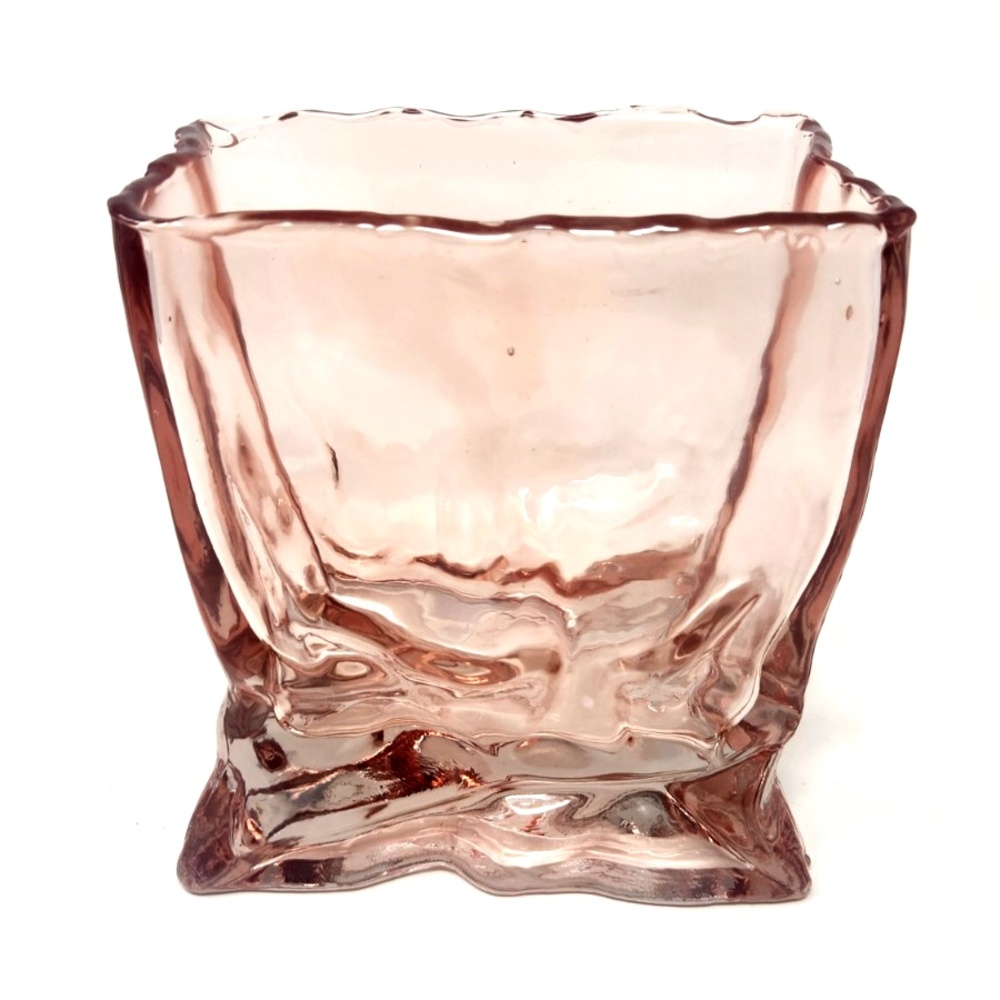 Swirl Glass Vase Sculptural Organic Modern Tabletop Decor Artisan Rippled 6 Inch